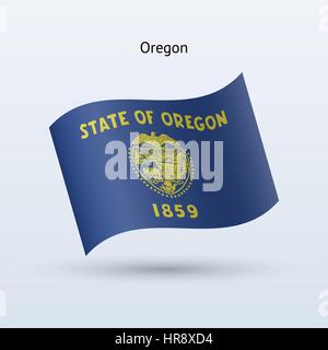 Etat de l'Oregon sous forme de brandir le drapeau sur fond gris. Vector illustration. Illustration de Vecteur