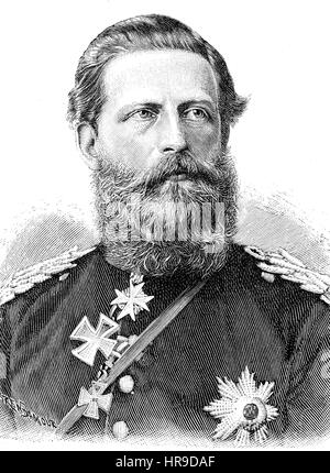 Frederick III, Friedrich III., Deutscher Kaiser und Koenig von Preussen, 1831 - 1888, a été l'empereur allemand et roi de Prusse pendant quatre-vingt-dix-neuf jours en 1888, l'année des trois empereurs. Friedrich Wilhelm Nikolaus Karl, connu sous Fritz, Situation de l'époque de la guerre franco-allemande ou la guerre franco-allemande, Deutsch-Franzoesischer Krieg, 1870-1871, reproduction d'une gravure originale de l'année 1885, l'amélioration numérique Banque D'Images