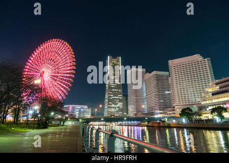 Nightview de Minato Mirai domaine de la ville de Yokohama à Kanagawa, Japon. Banque D'Images