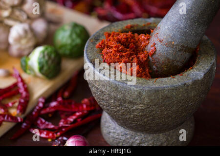 Pâte de piment dans la cuisine Thaïlandaise Banque D'Images