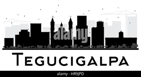 Les toits de la ville de Tegucigalpa silhouette noir et blanc. vector illustration. simple télévision concept pour tourisme présentation, bannière, un placard ou un site web. Illustration de Vecteur