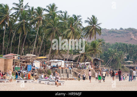 Célèbre,mercredi,hippie,hippie marché aux puces d'Anjuna,,sur,paradis tropical,plage,Anjuna,,Goa, Inde, indien, l'Asie, Banque D'Images