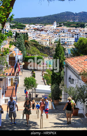 Avis de Calella de Palafrugell, Costa Brava, Espagne Banque D'Images