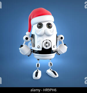 Robot android mignon avec Santa's hat et la moustache Banque D'Images