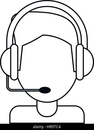 Casque avec jeux vidéo ligne mince Illustration de Vecteur