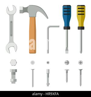 Outils de construction et de fixation. Illustration de Vecteur