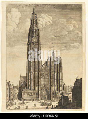 Cathédrale d'Anvers, gravure par Wenceslaus Hollar Banque D'Images