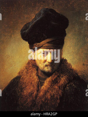 Rembrandt - Buste d'un vieil homme dans un chapeau de fourrure - WGA19195 Banque D'Images