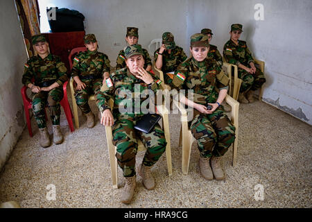 Femmes peshmergas yazidis, Dohouk, de l'Iraq. Banque D'Images