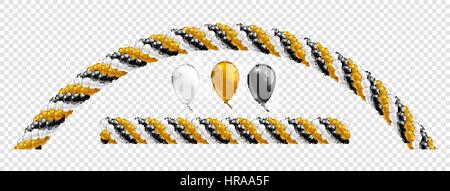 Des guirlandes de ballons. Couleurs noir blanc doré ligne ballons et arch. Arche de ballons. Jeu de ballon de l'or noir blanc. Les objets vectoriels sur fond transparent Illustration de Vecteur