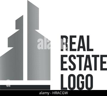 Agence immobilière colorés isolé, maison logo logotype sur blanc, accueil concept icône, gratte-ciel vector illustration. Illustration de Vecteur
