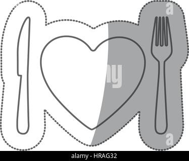 Sticker contour gris avec healthy heart food Illustration de Vecteur