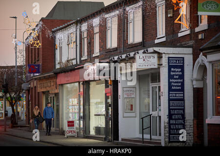 Alsager village tous commerces sur Crewe Road- Lawton Road East Cheshire, Angleterre, Royaume-Uni. Banque D'Images