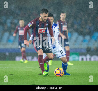 San Sebastian, Espagne. 28 Février, 2017. Jour de match de la Liga Santander 2016 Saison 2017 - entre Real Sociedad et S.D'Eibar, joué Stade Anoeta le Jeudi, Mars 28th, 2017. San Sebastian, Espagne. 19 A. Luna. Credit : VWPics/Alamy Live News Banque D'Images