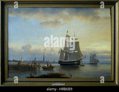 Les navires dans le port d'Anvers Banque D'Images