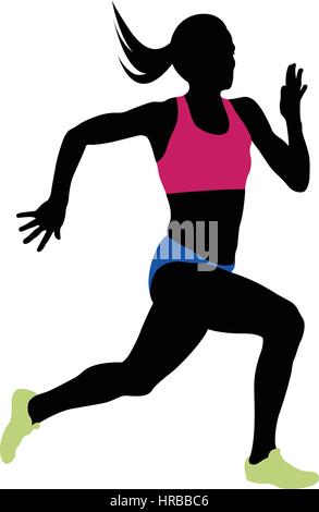 Jeune femme athlète runner exécutant sprint Illustration de Vecteur