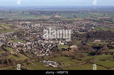 Vue aérienne du centre-ville de Richmond, North Yorkshire, UK Banque D'Images