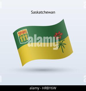 Province canadienne de la Saskatchewan Formulaire de brandir le drapeau sur fond gris. Vector illustration. Illustration de Vecteur