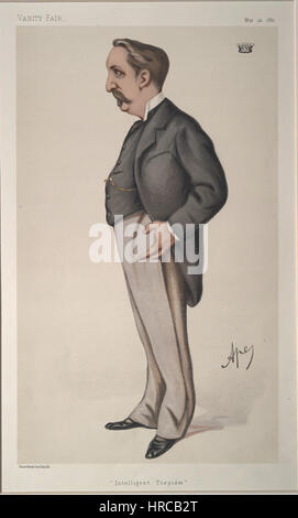La caricature de Henry de Worms dans Vanity Fair (1880) dépeint avec humour l’aristocratie britannique. Connu pour son esprit vif et ses commentaires sociaux, l’illustration de de Worms offre un aperçu de la société victorienne et du caractère de ses sujets. Banque D'Images