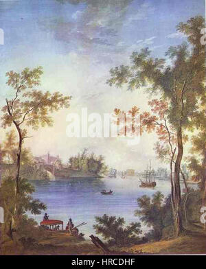 Meissonier. Vue sur le Palais Gatchina du Silver Lake Banque D'Images