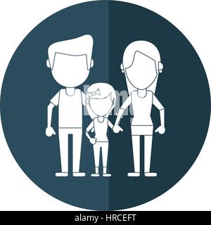 Fille de parents avec l'ombre de la famille Illustration de Vecteur