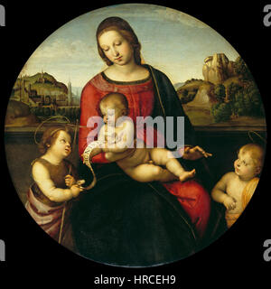 Raphael - Marie avec l'enfant, Jean le Baptiste et un garçon Saint (Madonna) Terrranuova - Google Art Project Banque D'Images