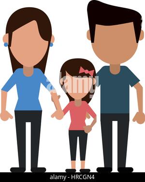 Les parents avec la famille fille Illustration de Vecteur