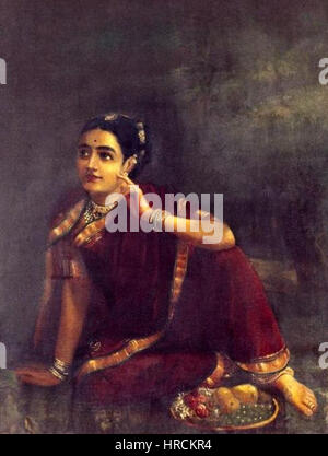 Raja Ravi Varma, Radha Krishna attendant Banque D'Images