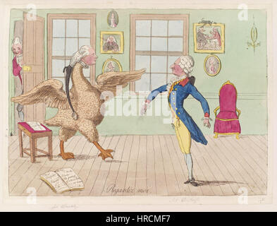 La caricature de James Gillray de 1809, regardez moi, dépeint avec humour une figure politique aux traits exagérés, caractéristiques de son style satirique. Connu pour ses commentaires sociaux pointus, le travail de Gillray critique la politique et la société avec humour mordant et exagération artistique. Banque D'Images