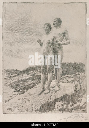 Anders Zorn - Les deux (eau-forte) 1916 Banque D'Images