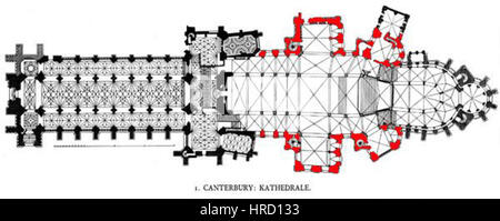 Plan de la cathédrale de Canterbury norman Banque D'Images