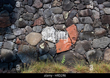 Pierres de lave, mur, Big Island, Hawaii Banque D'Images