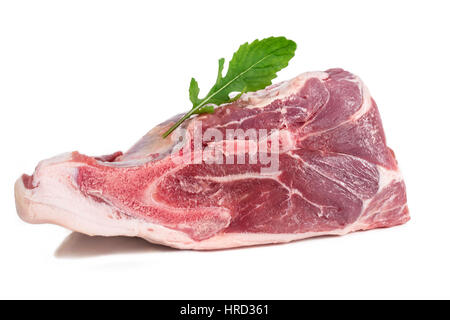 Morceau de viande crue sur un fond blanc Banque D'Images