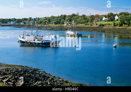 Les bateaux de pêche amarrés dans la rivière Annapolis, Annapolis Royal, Nouvelle-Écosse, Canada Banque D'Images