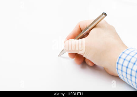 La signature de l'homme ou de l'écriture quelque chose - close up studio shot Banque D'Images