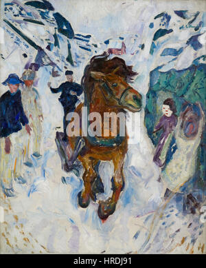 Edvard Munch, un peintre norvégien, a créé Galloping Horse, une œuvre datant de 1910 à 1912. Banque D'Images