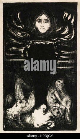 L'Urne, une lithographie d'Edvard Munch, peintre et graveur norvégien, créée en 1896. Banque D'Images
