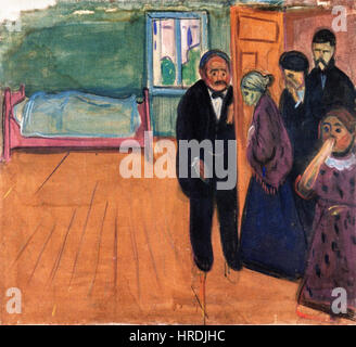 L'Odeur de la mort, une peinture d'Edvard Munch, un artiste norvégien, créée en 1895. Banque D'Images