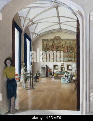 Le portrait de Rex Whistler en 1938 représente Charles Paget, 6e marquis d’Anglesey, et son épouse, Lady Marjorie, avec cinq de leurs six enfants. La famille est montrée dans une salle de musique, reflétant son statut aristocratique et ses intérêts culturels. Banque D'Images