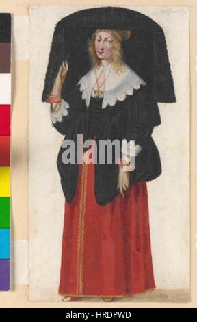 Kostymova Studie Zeny de Vaclav Hollar (étude costumée d'une femme) capture des représentations détaillées de vêtements féminins au XVIIe siècle. L'œuvre offre un aperçu de la mode de l'époque, mettant en valeur la complexité des vêtements et les rôles des femmes dans la société. Banque D'Images