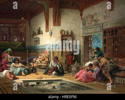 Frederick Arthur Bridgman - Le conteur au harem Banque D'Images