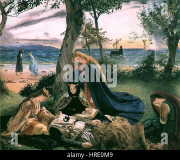 La mort du Roi Arthur par James Archer (1860) Banque D'Images