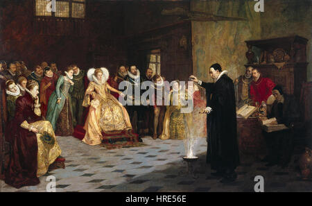 John Dee Glindoni effectuant une expérience avant de la Reine Elizabeth I Banque D'Images