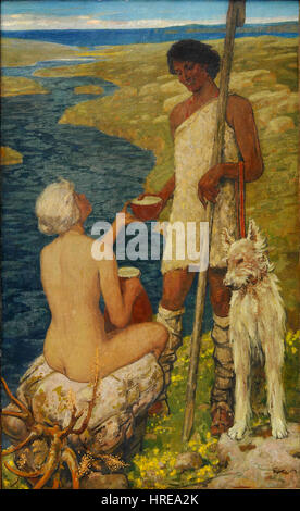 Fritz Erler - Begegnung am Fluss Banque D'Images