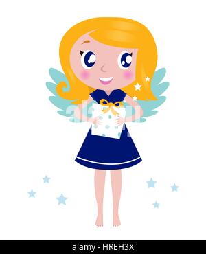 11209018 - little cute blonde ange enfant. vector illustration. Banque D'Images