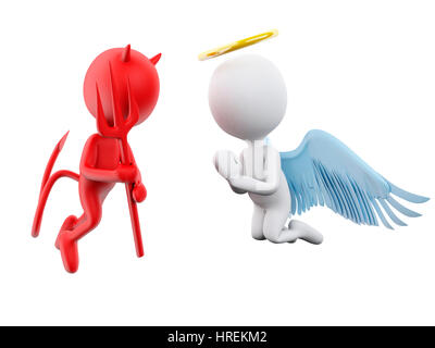3D Illustration. L'ange et diable. Isolé sur fond blanc. Banque D'Images