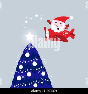 11137433 - cute santa noël étoiles donnant sur l'arbre. Banque D'Images