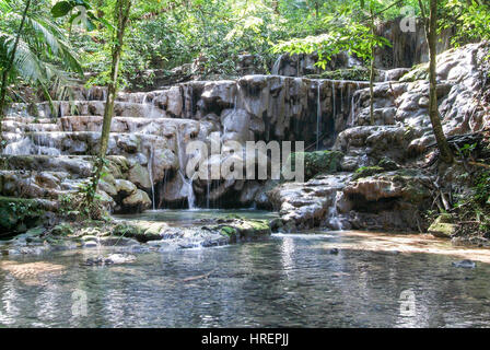 Cascade dans la forêt profonde de Palenque au Mexique Banque D'Images