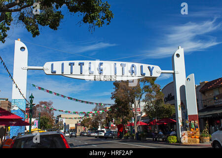 SAN DIEGO, CA - le 12 novembre:la Petite Italie de San Diego a de nombreux magasins, restaurants et café de San Diego en Californie, le 12 novembre 2016. Banque D'Images