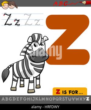 Caricature d'illustration de lettre Z de l'Alphabet avec Zebra personnage animal pour les enfants Illustration de Vecteur